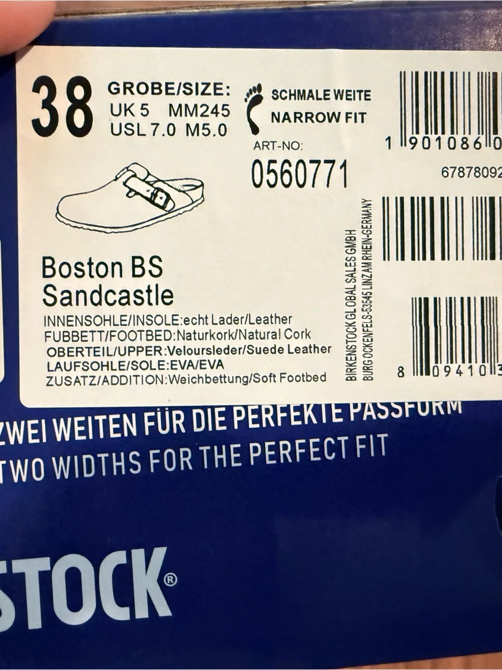 New Birkenstock Boston Mule in Sandcastle 38 / 7 Clog - Picture 3 of 4
